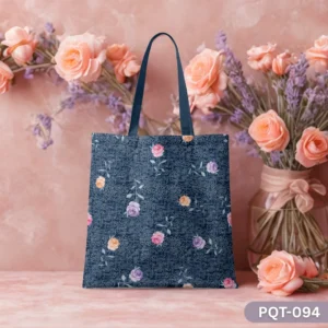 Denim Rose Elegance Tote Bag